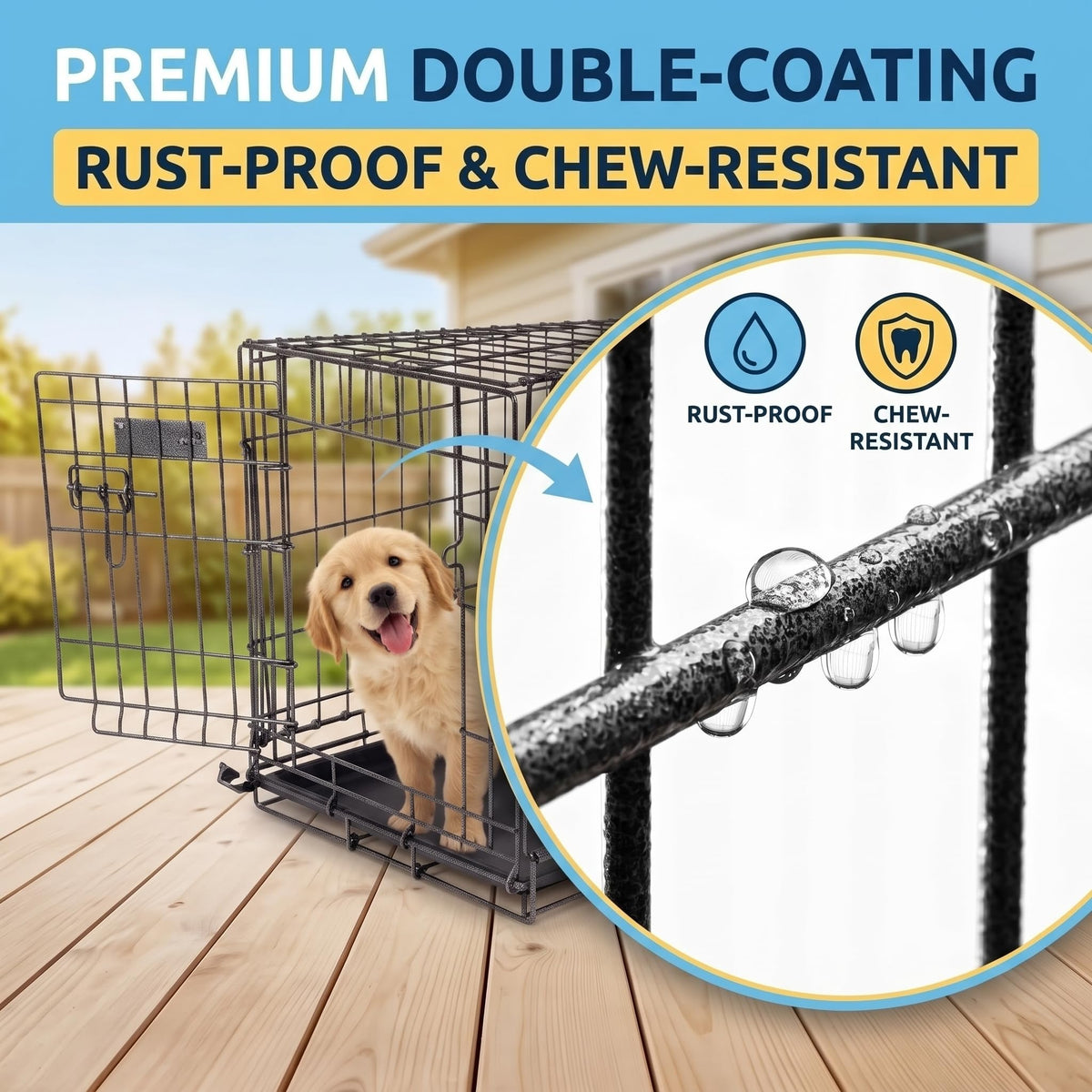 48inch 2-Door Foldable Metal Wire Dog Crate E2522
