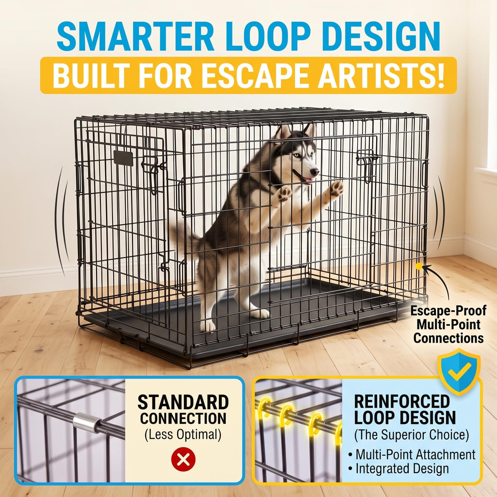 48inch 2-Door Foldable Metal Wire Dog Crate E2522