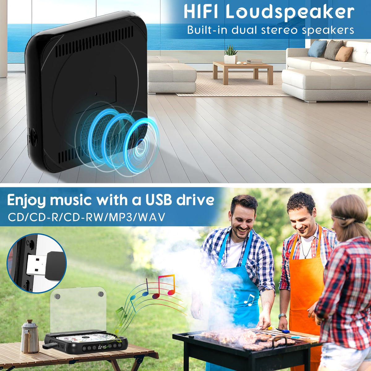 Black Portable Bluetooth CD Player E306911