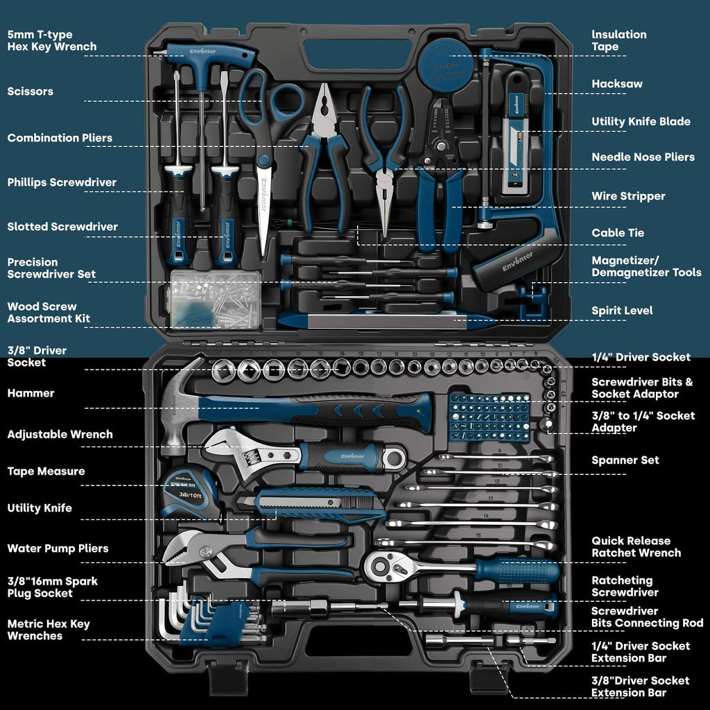 220 Pieces Blue Tool Set with Molded Storage Case F428