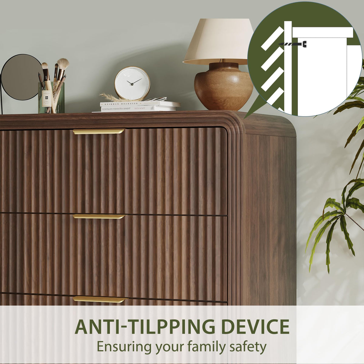 Fluted 5 Drawers Dresser L40485