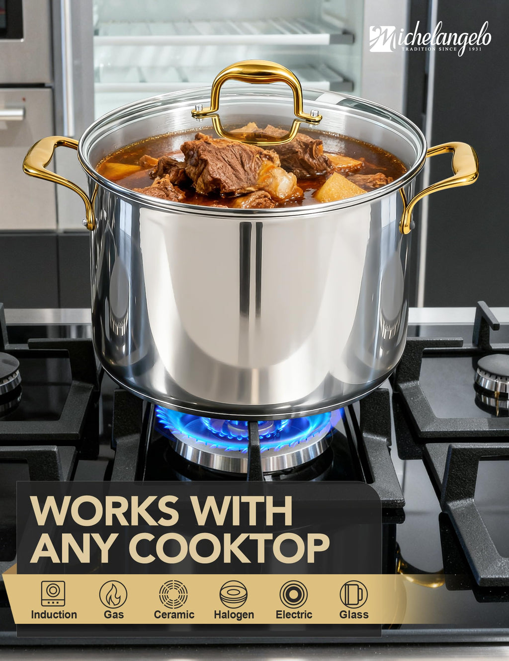 20 Quart Stainless Steel Stock Pot with Lid F12660