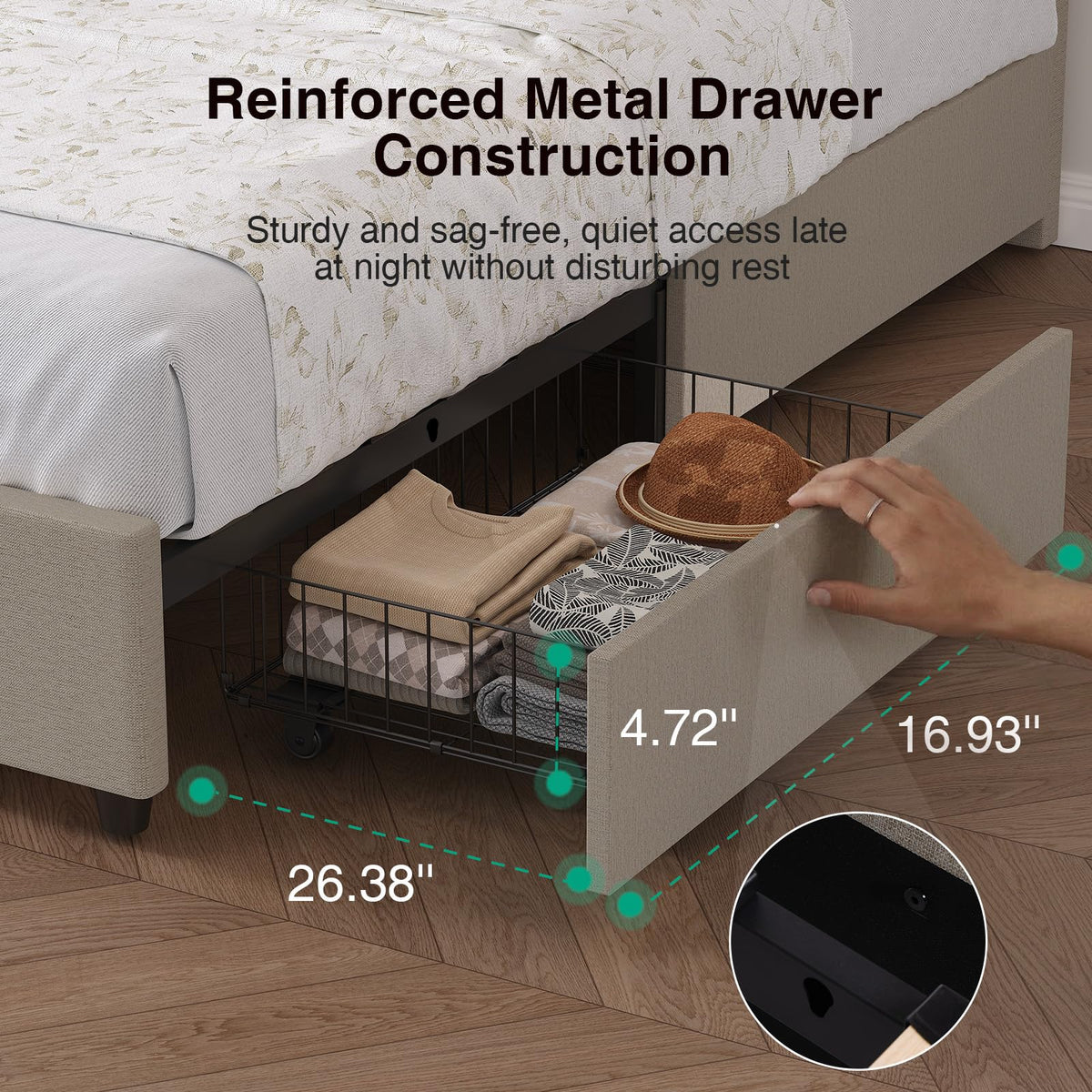 Beige Queen Bed Frame with Drawers C796799