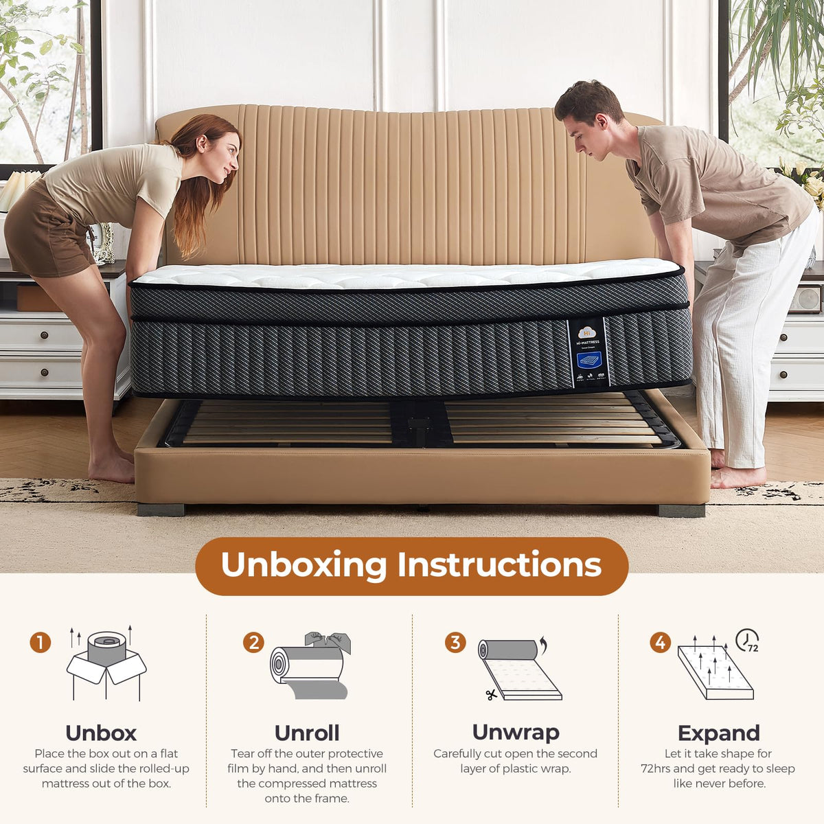 10 inch Full Size Hybrid Mattress in a Box G31041