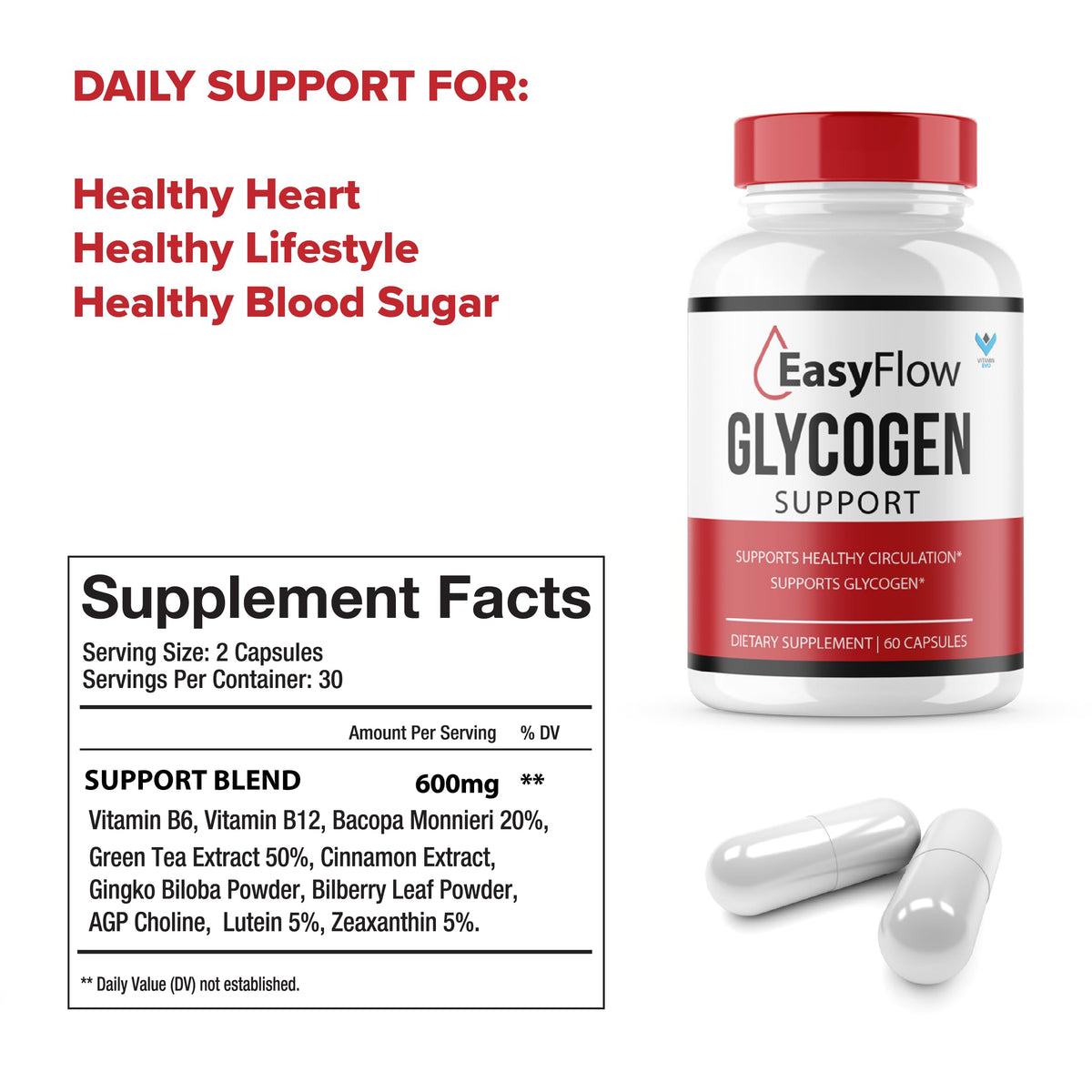 60 Capsules Glycogen Support Supplement T9792