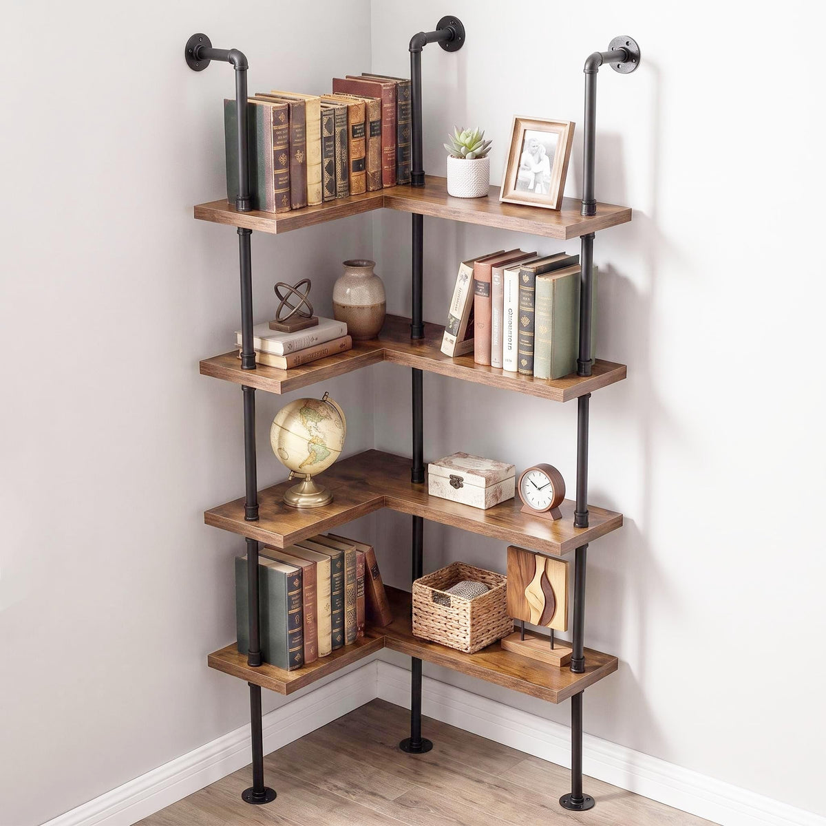 Industrial Pipe Corner Bookshelf M330