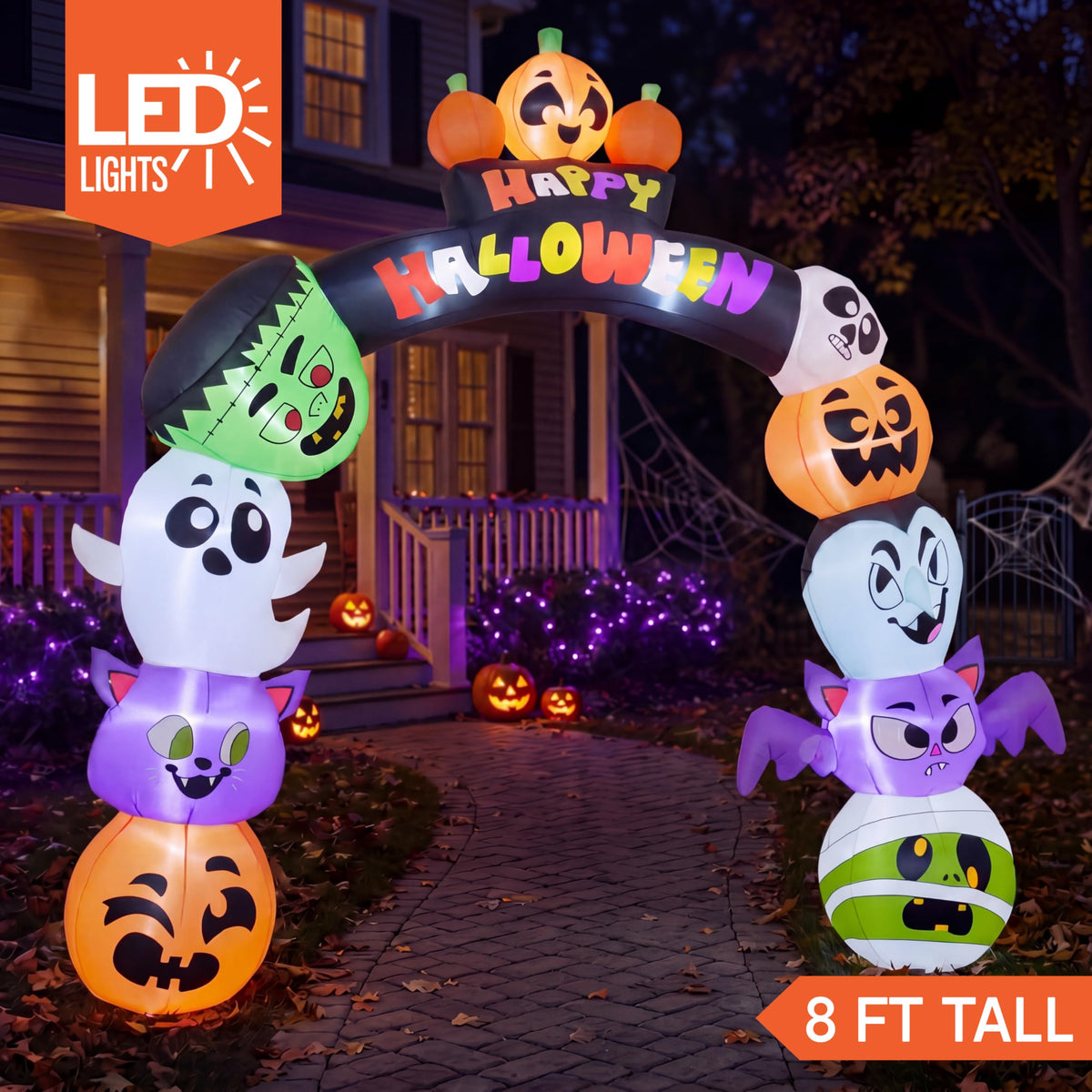 8 FT Halloween Inflatable Pumpkin Archway with LED Lights G910749