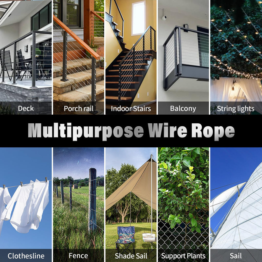 Stainless Steel 500FT 1/8" T316 Wire Rope Cable D782916