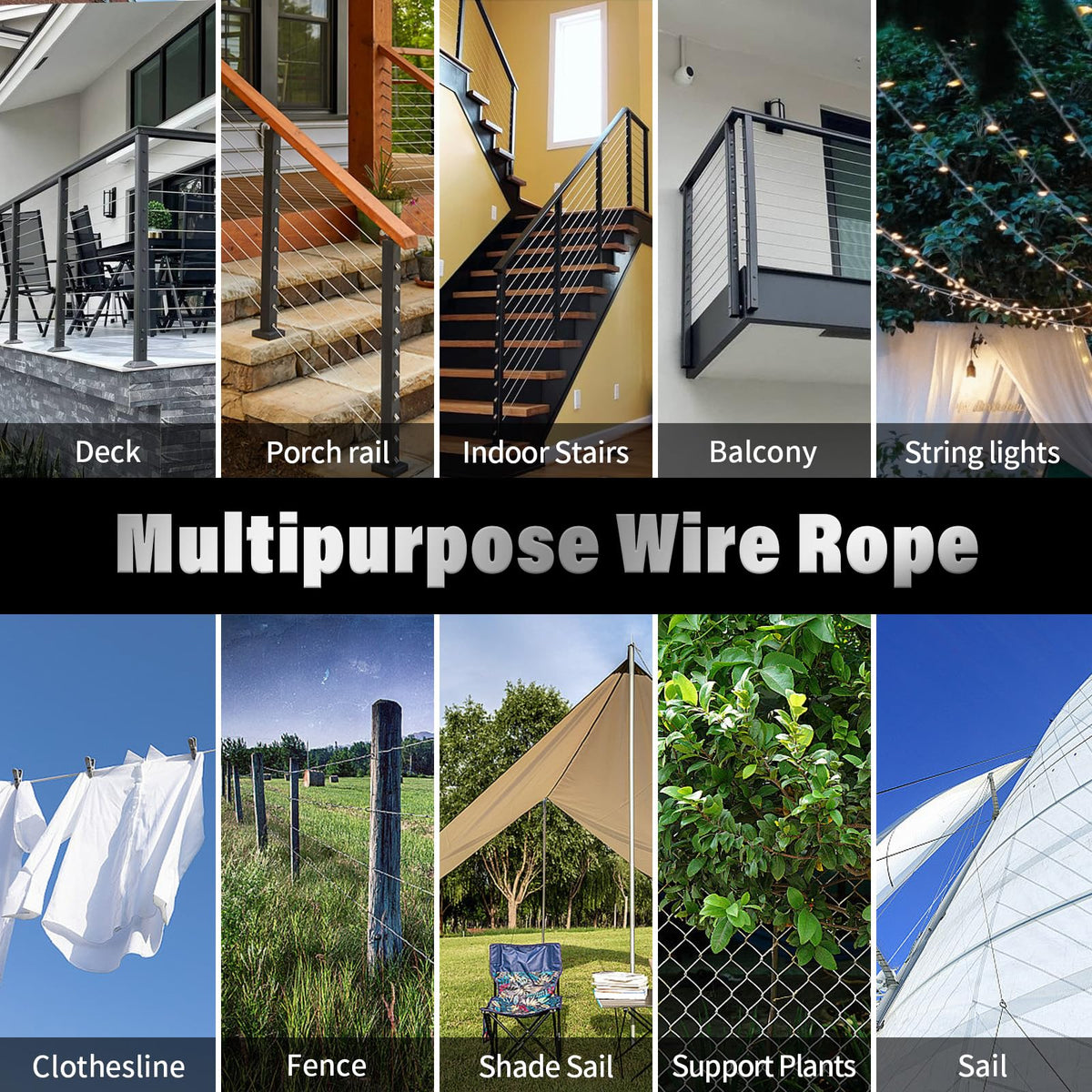 Stainless Steel 500FT 1/8" T316 Wire Rope Cable D782916