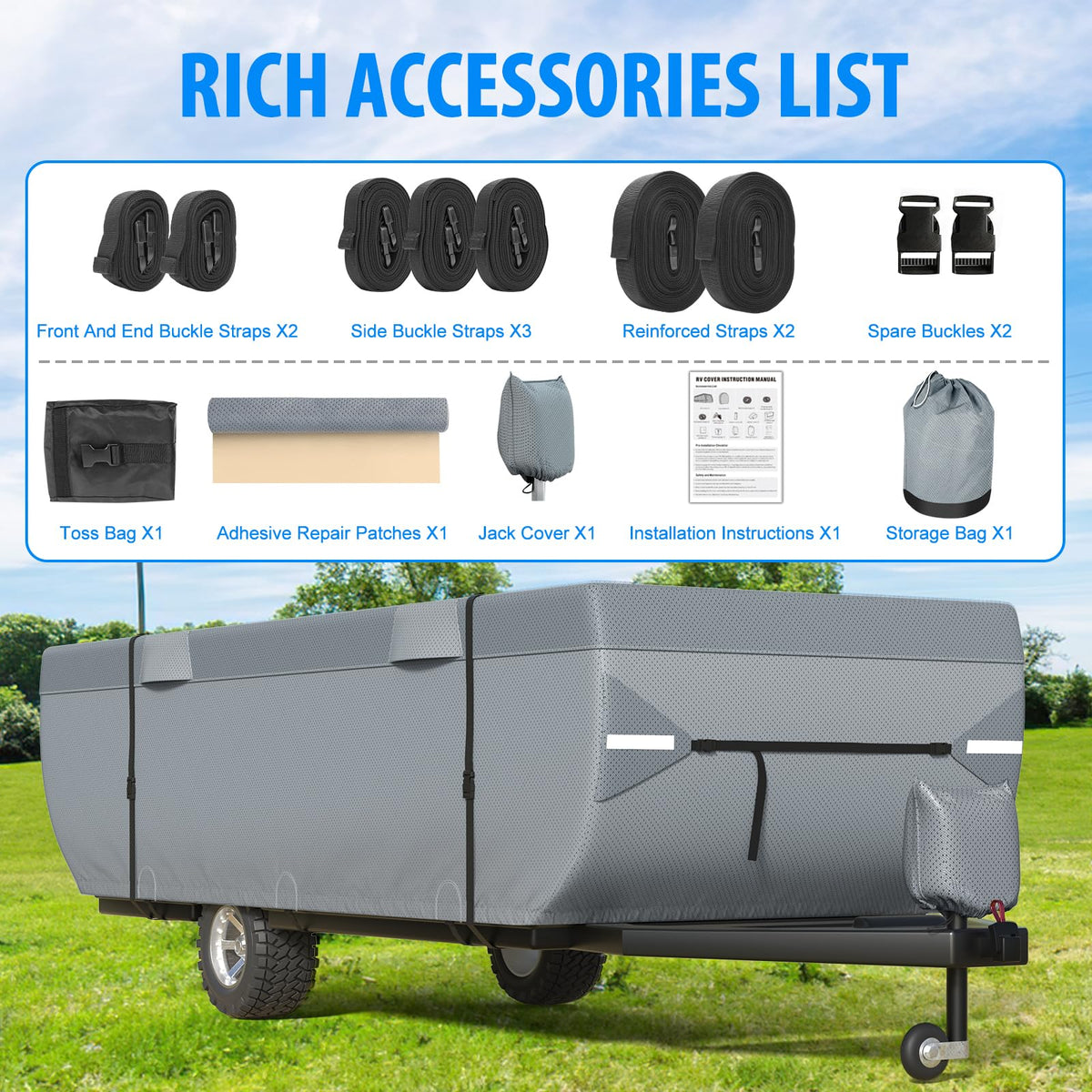 9 Layers 12-14ft Tent Trailer Cover Y551