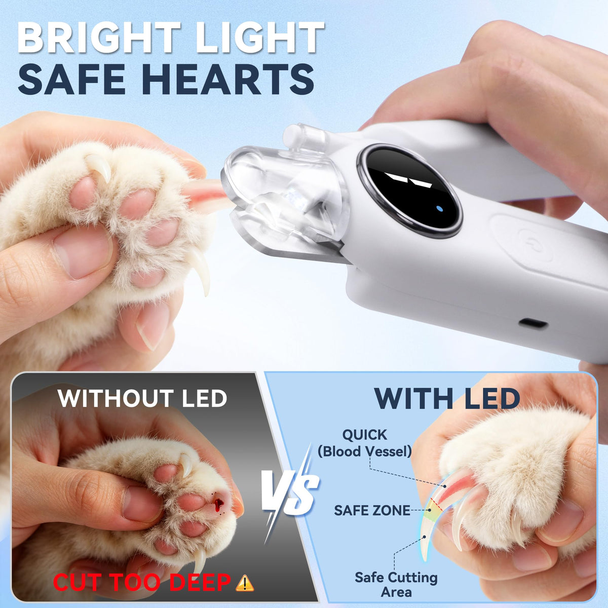 2-in-1 Quiet Electric Pet Nail Clipper & Grinder with Light J63293