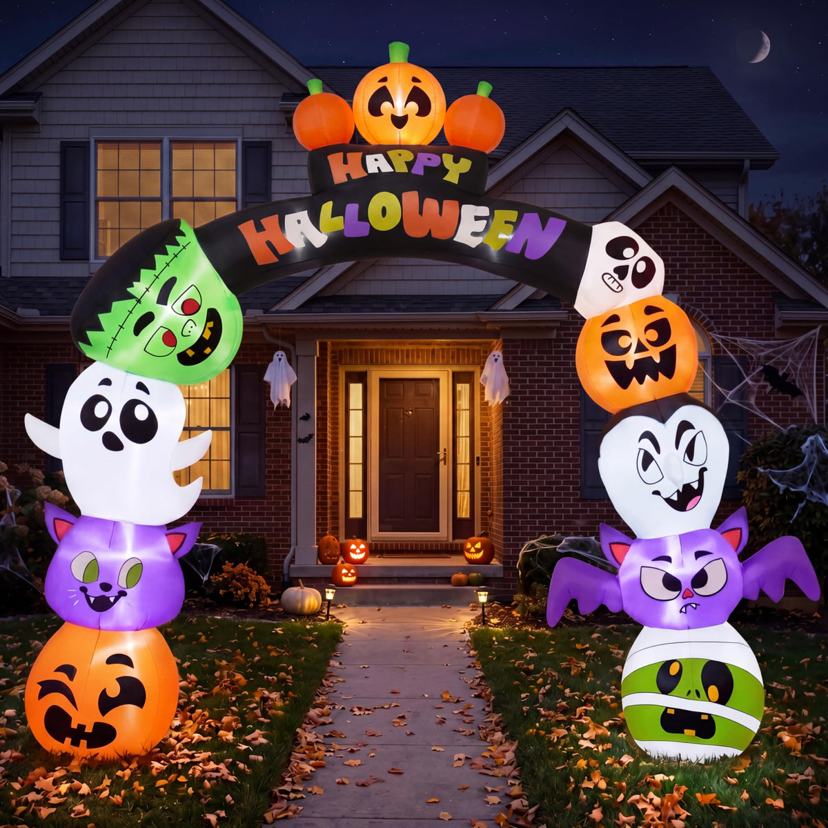 8 FT Halloween Inflatable Pumpkin Archway with LED Lights G910749