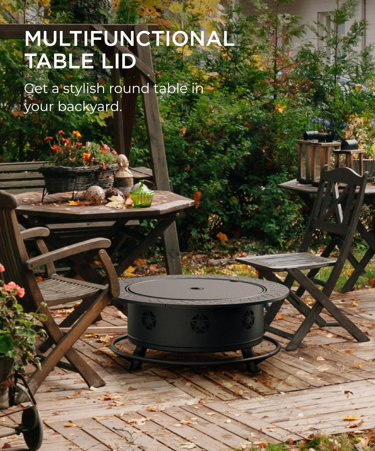 35 Inch Wood Burning Fire Pit with BBQ Grill R3239
