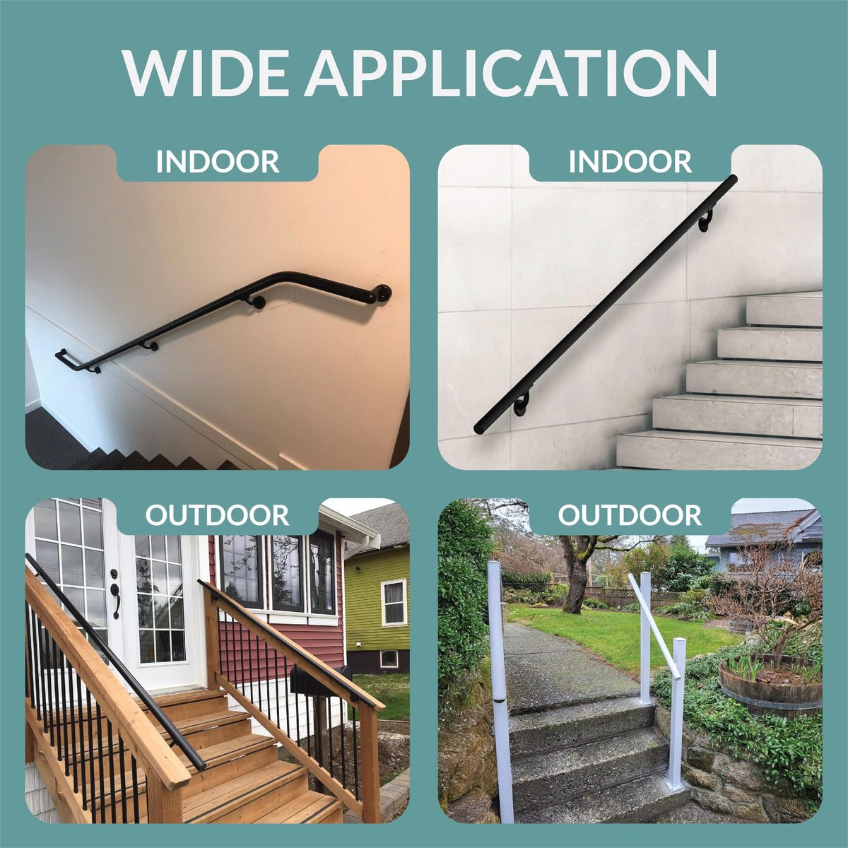 6FT Black Aluminum Stair Handrail Kit V239
