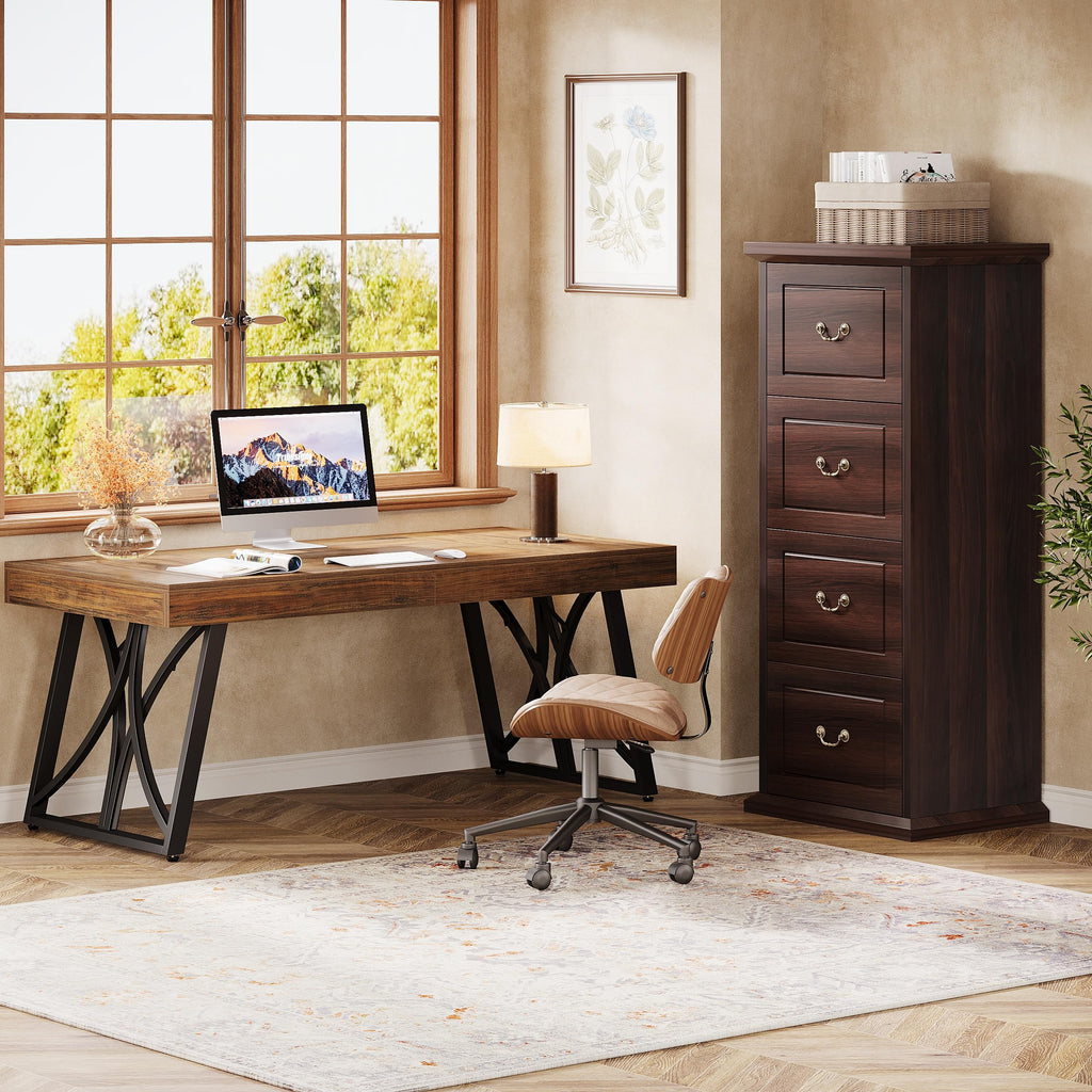 4 Drawer Walnut File Cabinet W473797